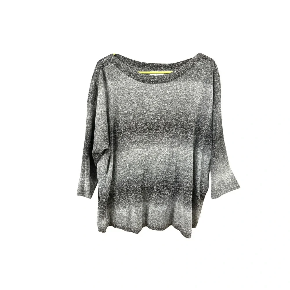 Croft & Barrow Womens Plus 1X Grey Ombre Boat Neck 3/4 Sleeve Knit Sweater NWT